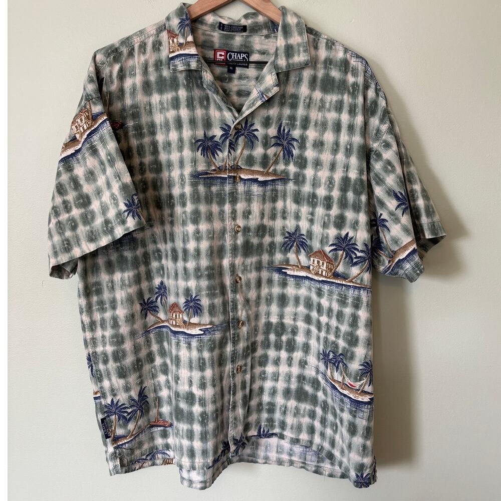 Vintage Ralph Lauren Chaps Palm Island Camp Hawaiian Shirt XL